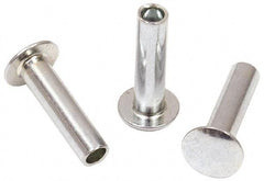 RivetKing - 0.176 to 0.184" Hole Diam, Round Head, Zinc Plated Steel, Semi Tubular Rivet - 7/16 Head Diam, 1" Length Under Head, 1/4 Body Diam - Top Tool & Supply