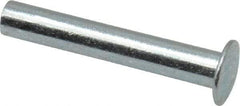 RivetKing - 0.084 to 0.09" Hole Diam, Round Head, Zinc Plated Steel, Semi Tubular Rivet - 7/32 Head Diam, 3/4" Length Under Head, 1/8 Body Diam - Top Tool & Supply