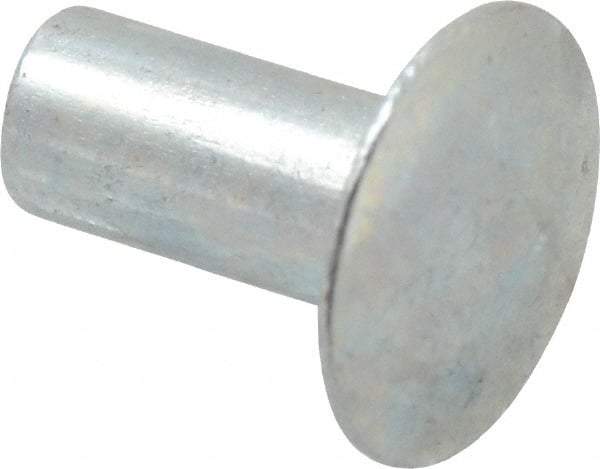 RivetKing - 0.1 to 0.17" Hole Diam, Round Head, Zinc Plated Steel, Semi Tubular Rivet - 5/16 Head Diam, 5/16" Length Under Head, 9/64 Body Diam - Top Tool & Supply