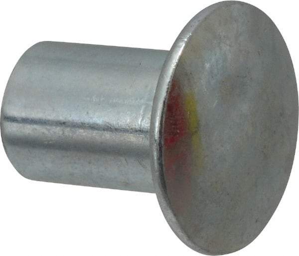 RivetKing - 0.176 to 0.184" Hole Diam, Round Head, Zinc Plated Steel, Semi Tubular Rivet - 7/16 Head Diam, 3/8" Length Under Head, 1/4 Body Diam - Top Tool & Supply