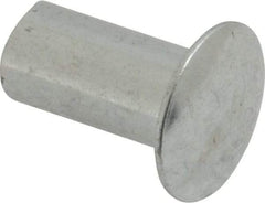 RivetKing - 0.176 to 0.184" Hole Diam, Round Head, Zinc Plated Steel, Semi Tubular Rivet - 7/16 Head Diam, 1/2" Length Under Head, 1/4 Body Diam - Top Tool & Supply