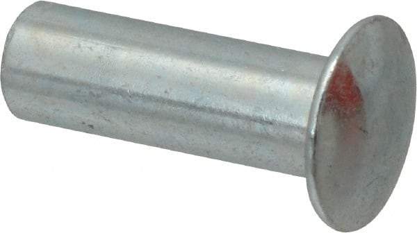 RivetKing - 0.176 to 0.184" Hole Diam, Round Head, Zinc Plated Steel, Semi Tubular Rivet - 7/16 Head Diam, 3/4" Length Under Head, 1/4 Body Diam - Top Tool & Supply