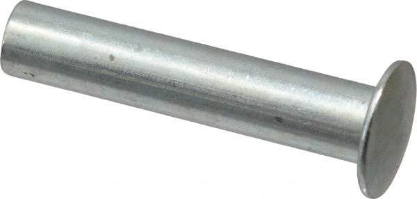 RivetKing - 0.176 to 0.184" Hole Diam, Round Head, Zinc Plated Steel, Semi Tubular Rivet - 7/16 Head Diam, 1-1/4" Length Under Head, 1/4 Body Diam - Top Tool & Supply