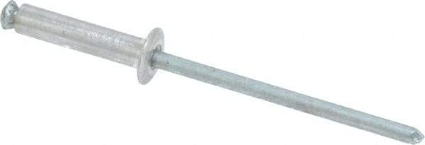 RivetKing - Dome Head Aluminum Peel Blind Rivet - Steel Mandrel, 1/8" to 0.354" Grip, 0.255" Head Diam, 0.129" Max Hole Diam, 0.551 to 0.590" Length Under Head, 1/8" Body Diam - Top Tool & Supply