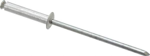 RivetKing - Dome Head Aluminum Peel Blind Rivet - Steel Mandrel, 1/8" to 0.433" Grip, 0.255" Head Diam, 0.129" Max Hole Diam, 0.630 to 0.669" Length Under Head, 1/8" Body Diam - Top Tool & Supply