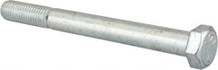 Made in USA - 5/8-11 UNC, 6-1/2" Length Under Head Hex Head Cap Screw - Partially Threaded, Grade 5 Steel, Zinc-Plated Finish, 15/16" Hex - Top Tool & Supply