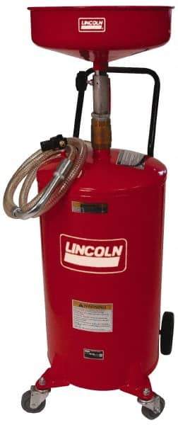 Lincoln - 18 Gal Pressurized Evacuation Drain Container with Casters - Red with 14" Bowl, 40" Long Hose - Top Tool & Supply