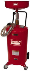 Lincoln - 18 Gal Pressurized Evacuation Drain Container with Casters - Red with 14" Bowl, 40" Long Hose - Top Tool & Supply