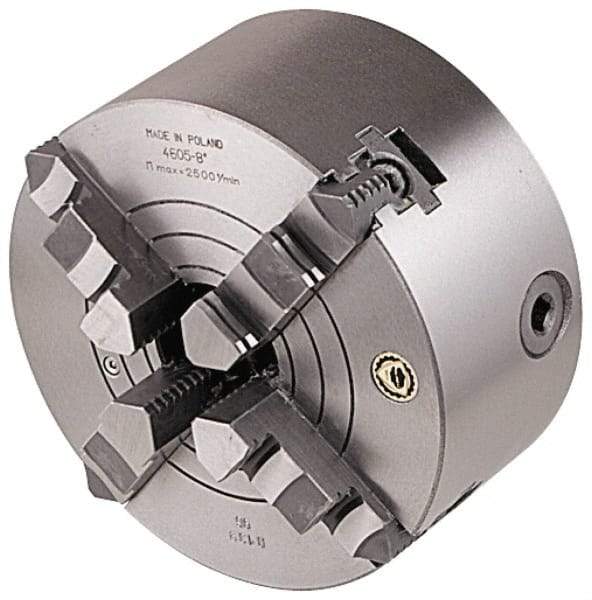 Bison - 4 Jaws, 12" Diam, Combination Independent & Self Centering Manual Lathe Chuck - Plain Back Mount Spindle, Reversible, 1,500 Max RPM, 4.05" Through Hole Diam, Cast Iron - Top Tool & Supply