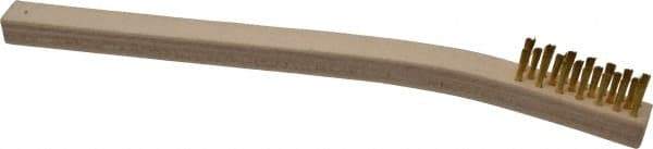 Gordon Brush - 3 Rows x 7 Columns Brass Plater's Brush - 7-3/4" OAL, 7/16" Trim Length, Wood Toothbrush Handle - Top Tool & Supply