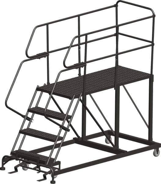 Ballymore - 68" 3 Step Single Entry Work Platform - Rolling Work Platform, 800 Lb Capacity, 30" Platform Height, 33" Base Width x 72" Base Depth, Heavy-Duty Serrated Grating - Top Tool & Supply