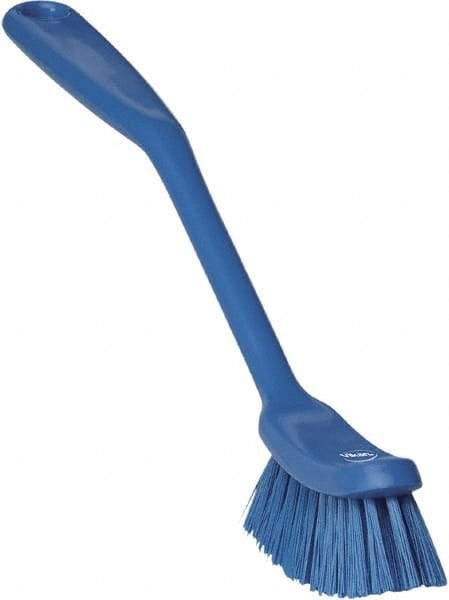 Vikan - 1" Bristle Length, Polyester Food Service Brush - 2-7/8" Long x 1" Wide Head, 11" OAL, Blue, Polypropylene Block - Top Tool & Supply