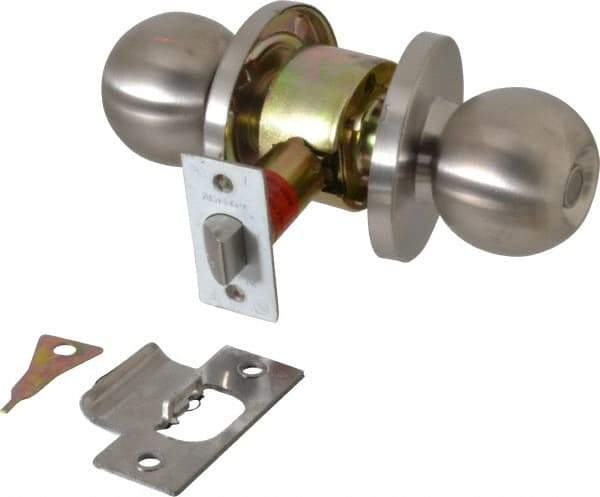 Master Lock - Up to 1-3/4" Door Thickness, Brushed Chrome Privacy Knob Lockset - 2-3/4" Back Set, Keyless Cylinder - Top Tool & Supply