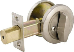 Master Lock - Up to 2" Door Thickness, Brushed Chrome Finish, One Sided Deadbolt - Keyless Cylinder - Top Tool & Supply