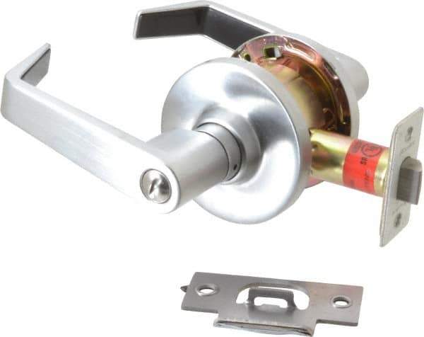 Master Lock - Grade 2 Privacy Lever Lockset - 2-3/4" Back Set, Keyless Cylinder, Brushed Chrome Finish - Top Tool & Supply