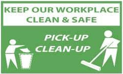 NMC - Keep Our Workplace Clean & Safe - Pick-Up - Clean-Up, 60 Inch Long x 36 Inch High, Safety Banner - Polyethylene, English, Printed on 1 Side - Top Tool & Supply