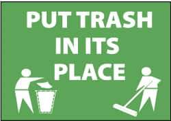 NMC - "Put Trash in Its Place", 10" Long x 14" Wide, Aluminum Safety Sign - Rectangle, 0.04" Thick, Use for Restroom, Janitorial & Housekeeping - Top Tool & Supply