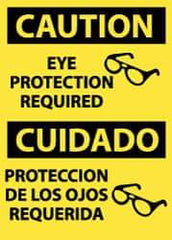 NMC - "Caution - Eye Protection Required", 14" Long x 10" Wide, Aluminum Safety Sign - Rectangle, 0.04" Thick, Use for Accident Prevention - Top Tool & Supply