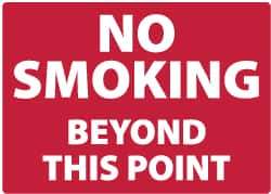 NMC - "No Smoking Beyond This Point", 10" Long x 14" Wide, Aluminum Safety Sign - Rectangle, 0.04" Thick, Use for Smoking Regulations - Top Tool & Supply