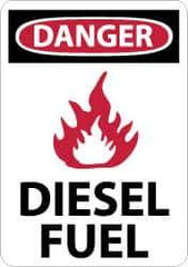 NMC - "Danger - Diesel Fuel", 14" Long x 10" Wide, Pressure-Sensitive Vinyl Safety Sign - Rectangle, 0.004" Thick, Use for Hazardous Materials - Top Tool & Supply