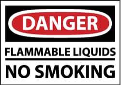 NMC - "Danger - Flammable Liquids - No Smoking", 10" Long x 14" Wide, Aluminum Safety Sign - Rectangle, 0.04" Thick, Use for Accident Prevention - Top Tool & Supply