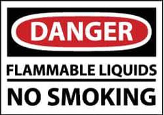 NMC - "Danger - Flammable Liquids - No Smoking", 10" Long x 14" Wide, Pressure-Sensitive Vinyl Safety Sign - Rectangle, 0.004" Thick, Use for Accident Prevention - Top Tool & Supply