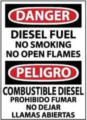 NMC - "Danger - Diesel Fuel - No Smoking - No Open Flames", 14" Long x 10" Wide, Aluminum Safety Sign - Rectangle, 0.04" Thick, Use for Hazardous Materials - Top Tool & Supply