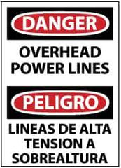 NMC - "Danger - Overhead Power Lines", 14" Long x 10" Wide, Aluminum Safety Sign - Rectangle, 0.04" Thick, Use for Accident Prevention - Top Tool & Supply