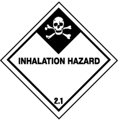 NMC - Accident Prevention Label - Legend: Inhalation Hazard, English, Black & White, 4" Long x 4" High, Sign Muscle Finish - Top Tool & Supply