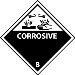 NMC - Corrosive DOT Shipping Label - 4" High x 4" Wide - Top Tool & Supply