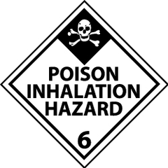 NMC - Accident Prevention Label - Legend: Poison Inhalation Hazard, English, Black & White, 4" Long x 4" High, Sign Muscle Finish - Top Tool & Supply