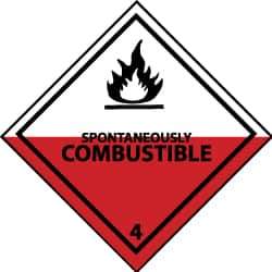 NMC - Spontaneously Combustible DOT Shipping Label - 4" High x 4" Wide - Top Tool & Supply