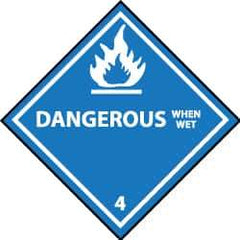 NMC - Dangerous When Wet DOT Shipping Label - 4" High x 4" Wide - Top Tool & Supply