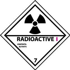 NMC - Accident Prevention Label - Legend: Radioactive I Contents: Activity:, English, Black, Magenta & White, 4" Long x 4" High, Sign Muscle Finish - Top Tool & Supply