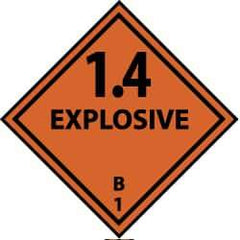 NMC - Accident Prevention Label - Legend: 1.4 Explosive B, English, Black & Orange, 4" Long x 4" High, Sign Muscle Finish - Top Tool & Supply