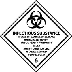 NMC - Infectious Substance - In Case of Damage or Leakage Immediately Notify Public Authority in U.S.A. - Notify: Director... DOT Shipping Label - 4" High x 4" Wide - Top Tool & Supply