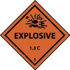 NMC - Accident Prevention Label - Legend: Explosives 1.3L, English, Black & Orange, 4" Long x 4" High, Sign Muscle Finish - Top Tool & Supply