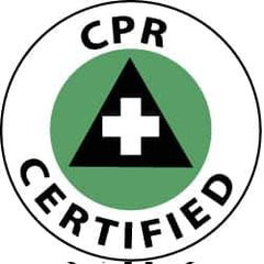 NMC - CPR Certified, Hard Hat Label - White & Black on Green, 2" Thick, For Accident Prevention - Top Tool & Supply