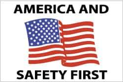 NMC - America and Safety First, Hard Hat Label - Blue & Black on White, Red, 2" Thick, For Accident Prevention - Top Tool & Supply