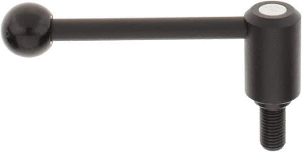 KIPP - M16 x 2.0, 1.3" Hub Diam, Steel Threaded Stud Adjustable Tension Lever with 0° Handle - 1.18" Stud Length, 5.3" OAL, 1.85" High - Top Tool & Supply