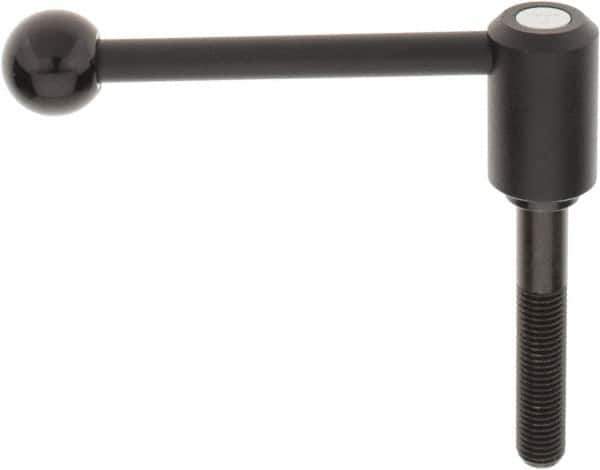 KIPP - M16 x 2.0, 1.3" Hub Diam, Steel Threaded Stud Adjustable Tension Lever with 0° Handle - 3.54" Stud Length, 5.3" OAL, 1.85" High - Top Tool & Supply