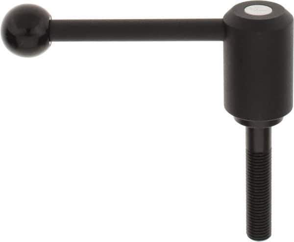 KIPP - M16 x 2.0, 1.61" Hub Diam, Steel Threaded Stud Adjustable Tension Lever with 0° Handle - 3.15" Stud Length, 5.3" OAL, 2.22" High - Top Tool & Supply