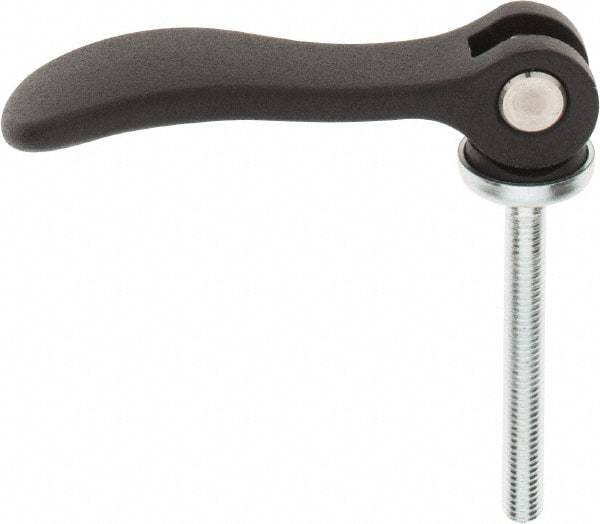 KIPP - M5 x 0.8, 0.59" Hub Diam, Black Powder Coat Cast Aluminum Adjustable Clamping Handle - 1.96" Stud Length - Top Tool & Supply