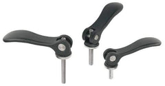 KIPP - M5 x 0.8, 0.59" Hub Diam, Black Powder Coat Aluminum (Stainless Steel Inserts) Adjustable Clamping Handle - 0.78" Stud Length - Top Tool & Supply