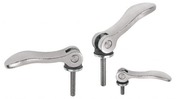 KIPP - M10 x 1.5, 1.06" Hub Diam, Stainless Steel Adjustable Clamping Handle - 1.18" Stud Length - Top Tool & Supply