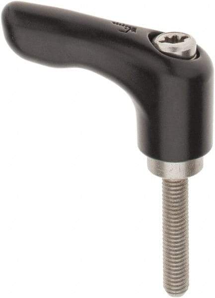 KIPP - #10-32, 0.55" Hub Diam, Zinc Die Cast (Stainless Steel Components) Stud Type Adjustable Clamping Handle - 0.98" Stud Length, 1.85" OAL, 1.22" High - Top Tool & Supply