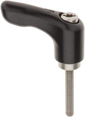 KIPP - M4 x 0.7, 13mm Hub Diam, Zinc Die Cast (Stainless Steel Components) Stud Type Adjustable Clamping Handle - 25mm Stud Length, 47mm OAL, 31mm High - Top Tool & Supply