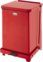 Rubbermaid - 7 Gal Square Unlabeled Trash Can - 17" High x 12" Long x 12" Wide, Red, Stainless Steel - Top Tool & Supply