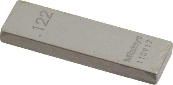 Mitutoyo - 0.122" Rectangular Steel Gage Block - Accuracy Grade 0, Includes Certificate of Inspection - Top Tool & Supply