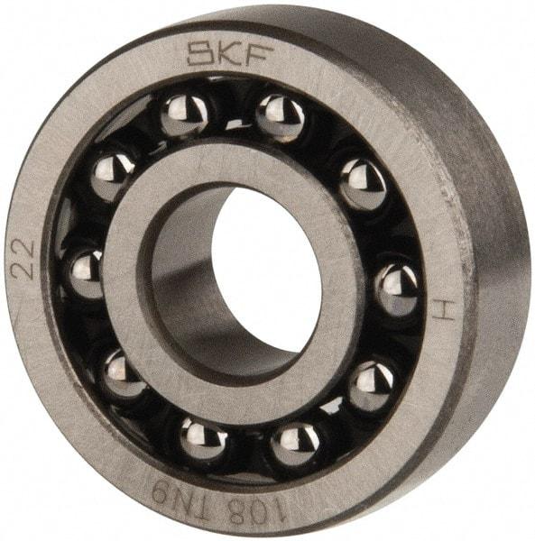 SKF - 8mm Bore Diam, 22mm OD, Open Self Aligning Radial Ball Bearing - 7mm Wide, 2 Rows, Round Bore, 126 Lb Static Capacity, 596 Lb Dynamic Capacity - Top Tool & Supply